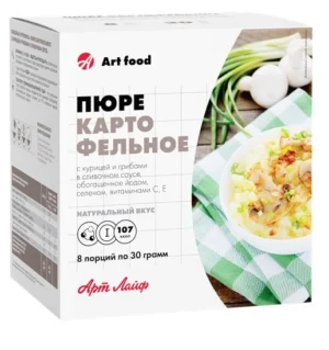 Пюре картофельное с курицей и грибами в сливочном соусе